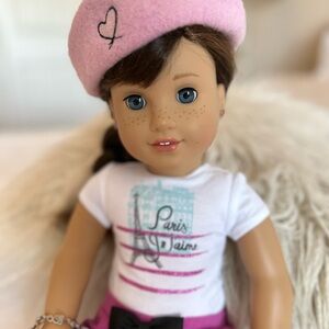 American Girl Doll “Grace” with Pink Beret and Paris Tee